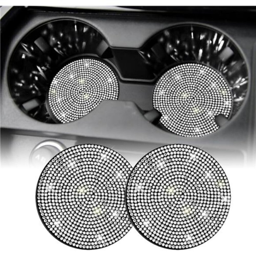 Car Cup Coasters Bling , 2-Pack Universal Non-Slip Cup Holder Vehicle Diamond